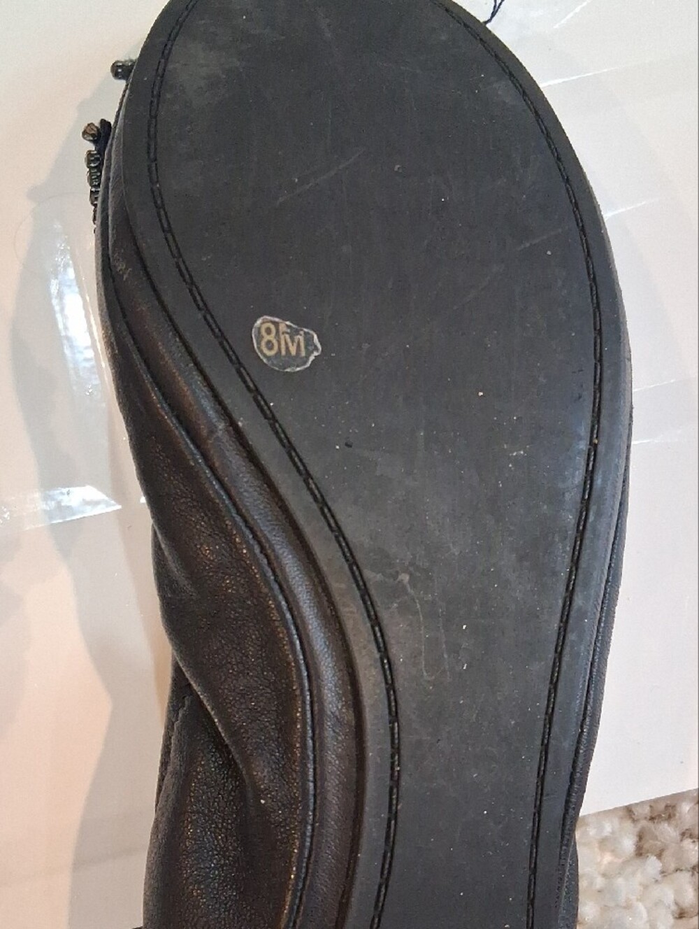 Tory Burch Leather Eddie Crystal Ballet  Flats - Picture 7 of 8